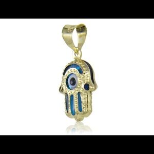 14k Yellow Gold - Evil Eye Hamsa Pendant
